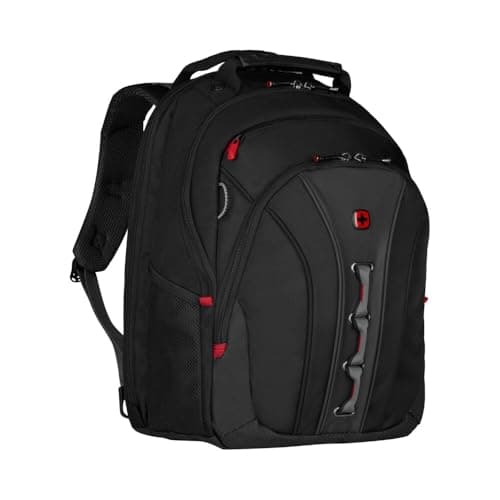 Image of Wenger Legacy 16" Laptop Backpack, TripleProtect Padded Compartment, Airflow Back Panel, Comfort‑Fit Straps, CaseBase Stabilizing Platform, Black/Grey