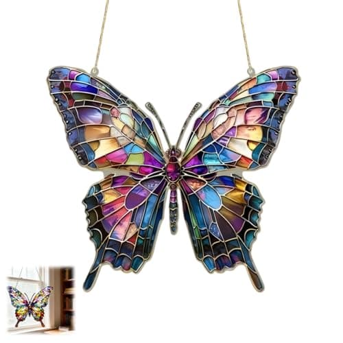 Image of Frosted Glass Bird Wind Chimes Suncatchers - Handmade Blue Tits Window Hanging Ornaments with Rainbow Maker,Garden & Home Decor,Unique Gifts for Women,Friends,Bird Lovers
