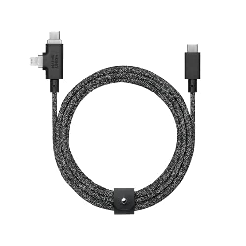 Image of Native Union Belt Cable Duo Pro 240W –2.4m/8ft Ultra-Strong Braided Universal Charging Cable – Made with Recycled Materials – 2-in-1 MFi Certified Connectors for Lightning & Type-C Devices (Cosmos)