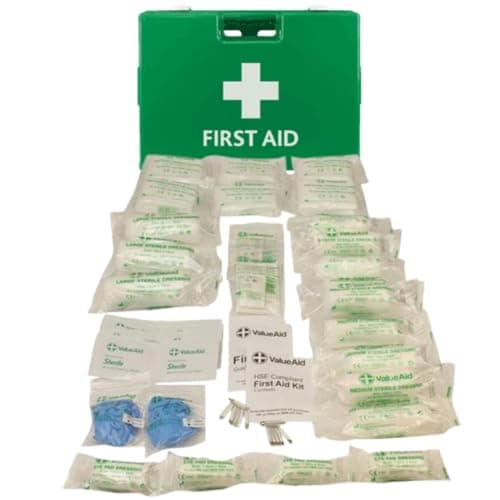 Image of Value Aid 11-20 Person HSE Compliant First Aid Kit, Deluxe Hard Case, Workplace Safety, Fully Stocked for Offices & Businesses