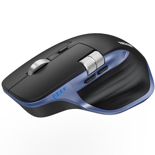 Image of TECKNET Wireless Mouse, Bluetooth Mouse with Thumb Scroll, Rechargeable Mice, Dual Bluetooth 5.3 & 2.4GHz, Ergonomic, 4800DPI Adjustable, Silent Click, Computer Mouse for Windows/Mac OS- Blue