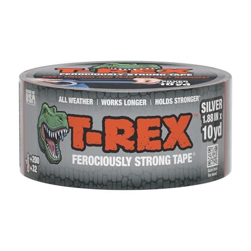 Image of T Rex Ferociously Strong Waterproof Duct Tape Silver Grey | Heavy Duty Strong Adhesive Gaffer, Gaffa Tape, Cloth Tape for Indoor/Outdoor Repair 48mm x 9.14m