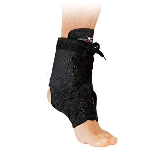 Image of Precision Training Neoprene Ankle Brace with Stays - Black/Red, Medium
