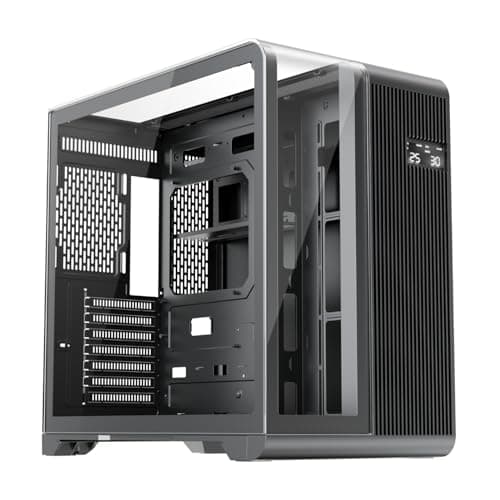 Image of 1st Player RT7 ATX PC Gaming Case - Dual Chamber, LED Screen and Curved Panoramic Tempered Glass (RT7 Black No Fans)