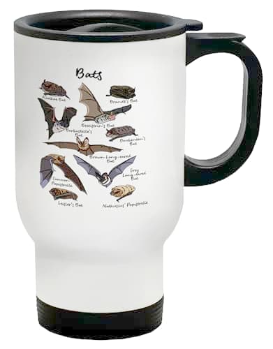 Image of Shopagift World Collection of Bats British Bat Day Travel Mug Stainless Steel 14oz Cup