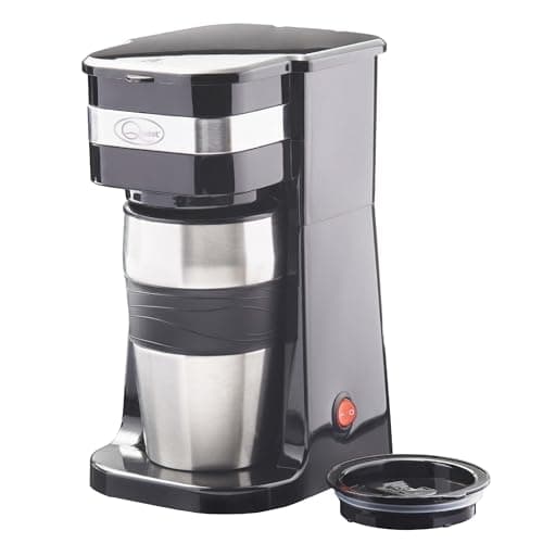 Image of Quest 35189 Filter Coffee Machine/Portable Travel Filter Coffee Maker / 420ml Capacity/Thermal Travel Mug Included/Works with Ground Coffee & Coffee Pods/Instant Espresso & More