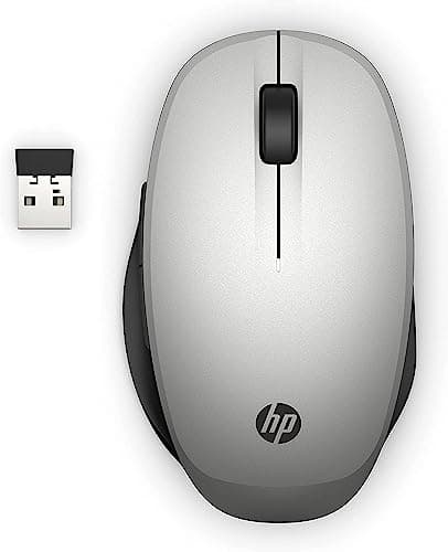Image of HP PC Dual Mode Mouse 300 | Wireless & Bluetooth | 2 Pre-programmed Buttons | Advanced Encryption Standard (AES) Technology | 2.4GHz Wireless USB Receiver Included | Silver