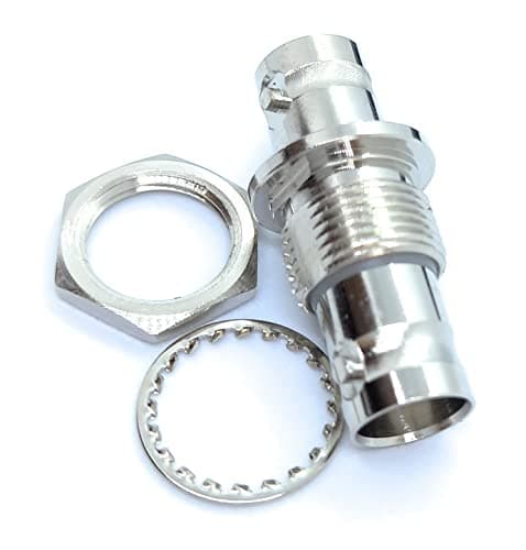 Image of DRUT BNC to BNC Coupler Panel Mount Socket to Socket Feed Through Adaptor 50 ohm - Connect Two BNC Cables with Ease for CCTV, RF, and Video Applications