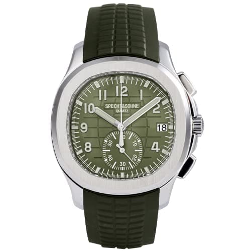 Image of Specht&Sohne Men's Quartz Watch with Chronograph Waterproof 42mm Steel Sport Watch Luminous Rubber Band Waterproof Analog Wrist Watch, Green