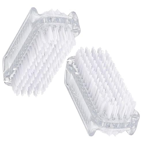 Image of 2 Pcs Nail Brushes, Double Sided Nail Brush, Plastic Handle Brushes, Cleaning Tools for Cleaning Nails,Toes, Used In Home,Travel Etc (White)
