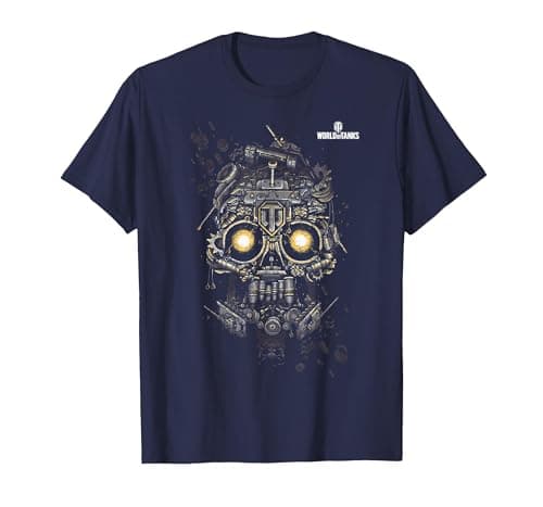 Image of World of Tanks Halloween Tank Skull T-Shirt, Men, Navy Blue, Large