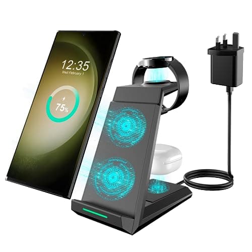 Image of Samsung Wireless Charger - Wireless Charging Station for Samsung S26 S25 Ultra S24 S23 S22 Z Flip Fold 4, Charging Dock for Galaxy Watch 8/7/6/5/4 for Galaxy Buds Black