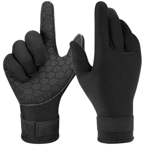 Image of Houbobo Diving Gloves, 3mm Neoprene Gloves Diving Gloves Wetsuit Gloves, Flexible Anti Slip Surfing Glove with Adjustable Wrist Strap for Scuba, Spearfishing, Surfing, Swimming (M)