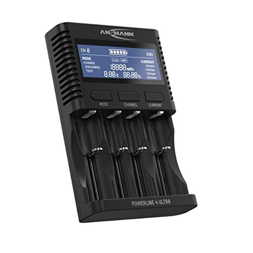 Image of ANSMANN Powerline 4 Ultra AA, AAA, C, D 1.2V Battery Charger For NiMH, NiCd & Li-Ion Round Cell Rechargeable Batteries with USB Port | With UK & EU Plugs | Fast Charger to Charge & Discharge Batteries