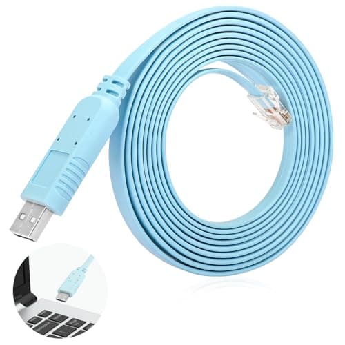 Image of FTDI 6FT/1.8m USB to RJ45 Cable for Cisco Routers & Switches - RS232 Console Cable with FTDI Chip, Windows/Mac/Linux Compatible