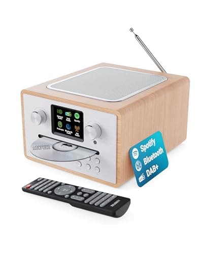 Image of Internet Radio CD Player and DAB+ | Bluetooth, Spotify Connect, Podcasts | FM Radio, Dual Alarm, 80 Presets | Custom EQ Settings | Full Colour LED Display & Remote Control | MAJORITY Homerton (Oak)