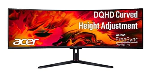 Image of Acer EI491CUR Sbmiipphx 49" 1800R 32:9 Curved DQHD (5120 x 1440) Zero-Frame Gaming Monitor | AMD FreeSync Premium | Up to 120Hz | 4ms | 94% DCI-P3 | 2 x Display Port v1.4, 2 x HDMI 2.0 & 1 x Audio Out