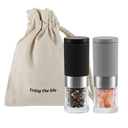 Image of Vevok Chef Mini Salt and Pepper Grinder Sets Tiny Adjustable Coarseness Ceramic Salt Grinder Portable Spice Pepper Small Mill Shaker BBQ Party Travel Gifts…