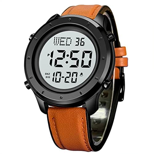 Image of zolohoni Mens Leather Watch for Men Digital Watch Men's Wrist Watches LED Minimalist Stainless Steel Waterproof Stopwatch