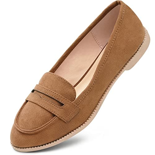 Image of festooning Womens Loafers Flat Shoes Ladies Slip On Loafers for Womens Brown Size 6