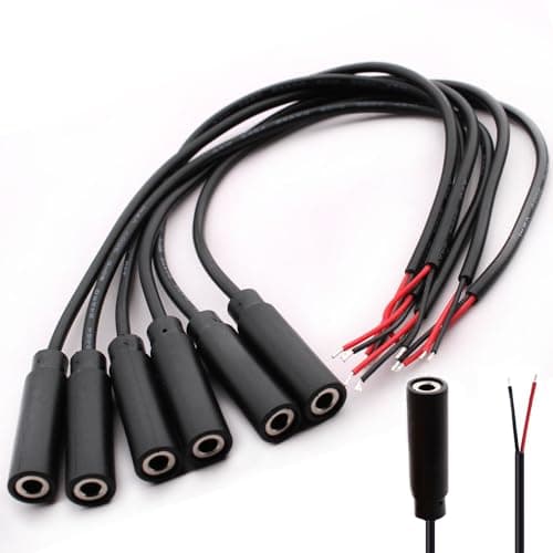 Image of RUNCCI-YUN 6pcs 3.5mm Female Jack Panel Mount connector Cable with open end TS 2-pin Mono,Solderable Mini 3.5mm Audio connector cable for and Audio Equipment Installed or Replace Repair (30cm)