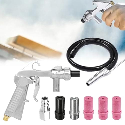 Image of Sand Blasting Gun Kit, Sand Blasters with Nozzles and 1m Rubber Hose,Sandblaster Air Siphon Feed Blast Gun,Sandblasting Gun Compressed Air Set for Sandblasting Device for Professional and DIY Projects