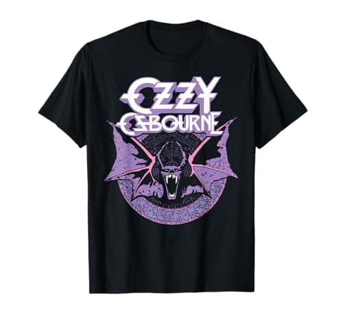 Image of Ozzy Osbourne Black Pastel Bat T-Shirt - Unisex Adults, Girls - Small - Short Sleeve - Cotton, Polyester - Animal Print, Lightweight, Classic Fit, Crew Neck