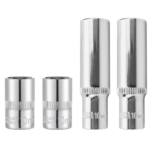 Image of 4 PCS 10mm Socket,1/4 Socket Set,1/4-Inch Deep Socket Set,Mini Socket Set,1/4-Inch Drive Deep and Shallow Impact Socket Set,1/4 Sockets for DIY Hand-Making Repair Automotive