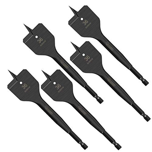 Image of 5 x SabreCut SCRIW36_5 36mm x 152mm Impact Rated Flat Wood Spade Bits for Softwood Hardwood Chipboard
