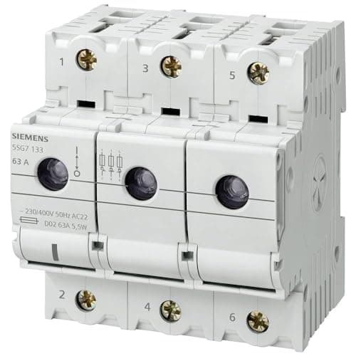 Image of Siemens 5SG7133 MINIZED, switch disconnector with fuse, D02, 3-pole, In: 63 A, Un AC: 400 V, White