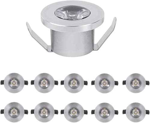 Image of 10 x 1W Mini Recessed Spotlights 12V 3000K LED Recessed Spotlights for Kitchen, Living Room, Wardrobe, Showcase and Staircase Lighting, Silver
