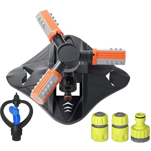 Image of Garden Sprinkler,Automatic 360 Degree Rotating Garden Sprinkler with Quick Connectors