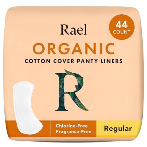 Image of Rael Organic Cotton Cover Panty Liners for Women - Light Absorbency, Vegan, Cruelty Free, Hypoallergenic, Unscented, Chlorine Free (Regular, 44 Count)
