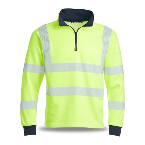 Image of Blackrock Hi-Vis Jumper Yellow, 1/4 Q-Zip Pullover Sweatshirt, Fleece Polycotton, For Men Women Unisex, Work Hi Viz, Construction Workwear, EN20471 Class 3, Reflective, High Vizibility, Size XXL