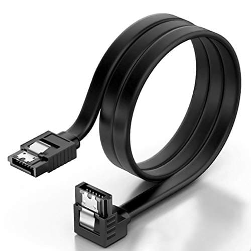 Image of KUYiA SATA Cable III, 35cm Locking Latch Straight to 90 Degree Right Angled Data Leads 6Gbps Speed, HDD SSD DVD Writer Connection Cord Metal Clip L-Type Connector, Compatible Up to Serial ATA/ 600