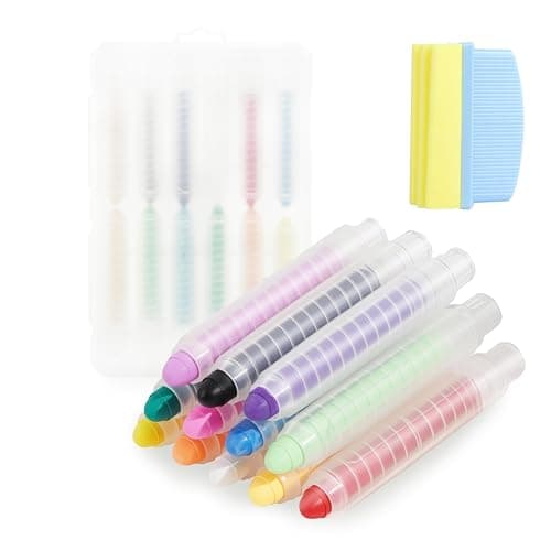 Image of InteDesign 12PCS Dustless Chalk, Vibrant Colored Chalk, Colored Washable Sidewalk Chalk, for Chalkboard & Blackboard Drawing, with Blackboard Eraser for Wet Erase