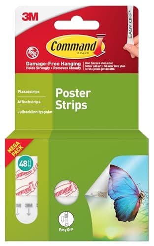 Image of Command Poster Strips, Value Pack - 48 Adhesive Strips, White - Ideal for Hanging Posters, Schedules, Calendars or Pictures Without Frames - Damage Free Hanging