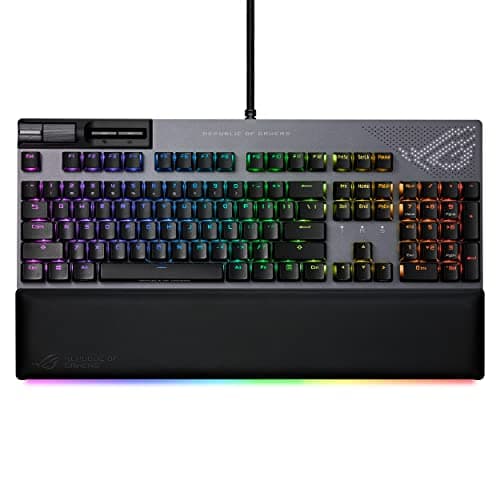 Image of ASUS ROG Strix Flare II Animate 100% RGB Gaming Keyboard - Hot-swappable, ROG NX Blue Linear Switches, Customizable LED Display, PBT Keycaps, Acoustic Dampening Foam, Media Controls, Wrist Rest
