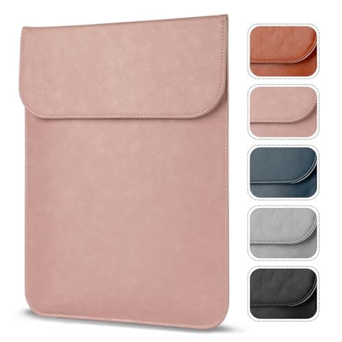 Image of Allinside 11-12 inch Laptop Sleeve Case Compatible with MacBook Air 11 2010–2015 (A1370 A1465)/MacBook 12 2015–2017 (A1534), PU Leather Laptop Case Cover, Pink