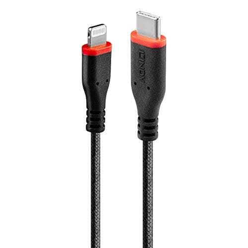 Image of LINDY 0.5m Reinforced USB Type C to Lightning Charge & Sync Cable
