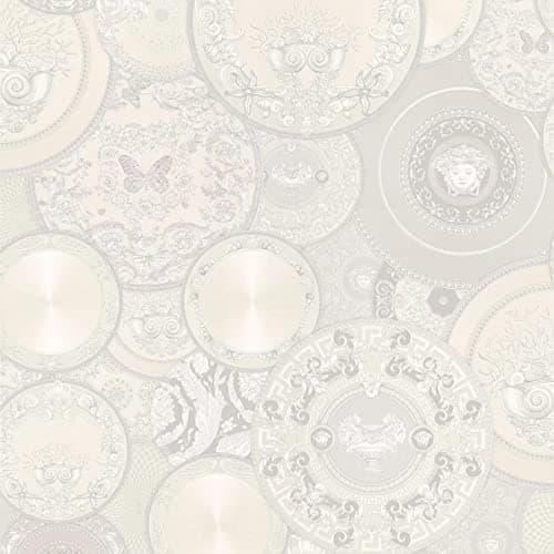 Image of Luxury Wallpaper Versace 3 Non-Woven Wallpaper 10.05 m x 0.70 m Silver White Creme Made in Germany 349014 34901-4