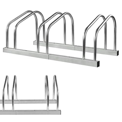 Image of Crystals Bike Rack for 3 Bikes - Bicycle Floor or Wall Mount Stand - Cycle Stand for Bike Storage Outdoor Garage - Steel Bike Stand, Silver (3 Bikes Stand)