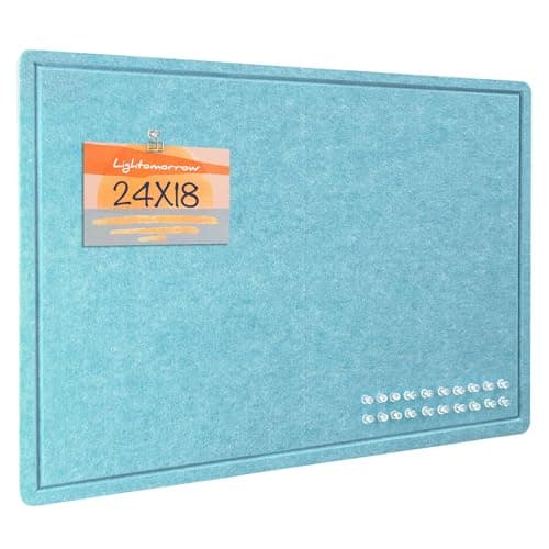 Image of Bulletin Board, 60 x 45 cm Decorative Felt Pin Board, Vision Board Cork Board Alternative for Wall, Foldable Photo Board with 20 Pushpins - Turquoise Blue