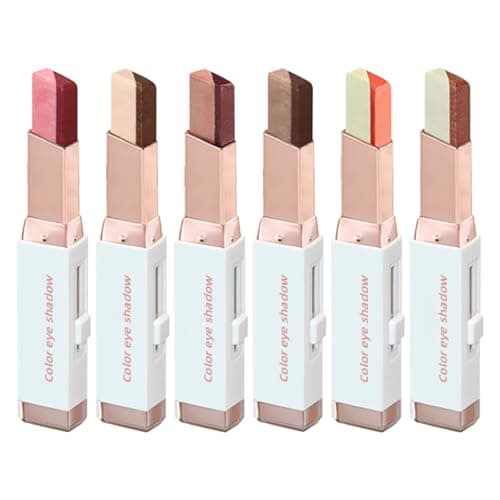 Image of Double Colors Eyeshadow Stick, 2 in 1 Gradient Shimmer Dual Color Eye Shadow Eye Makeup, Waterproof, Long Lasting Matte Eyeshadow For Mature Women (6PC#)