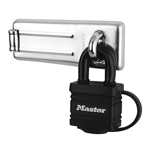 Image of Master Lock 7804704EURD Pack Including Door Hasp and Keyed Padlock, Black