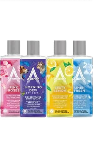 Image of Astonish Multi-Surface Cleaner Set, 4 x 300ml Concentrated Disinfectant, Pink Roses, Linen Fresh, Zesty Lemon, Morning Dew Scents