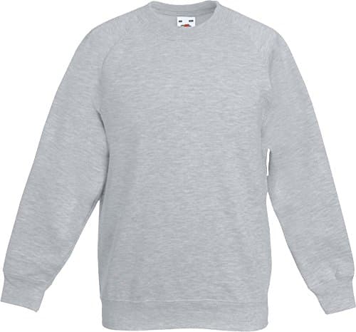 Image of Fruit of The Loom Childrens Raglan Sleeve Sweatshirt Heather Grey 9-11