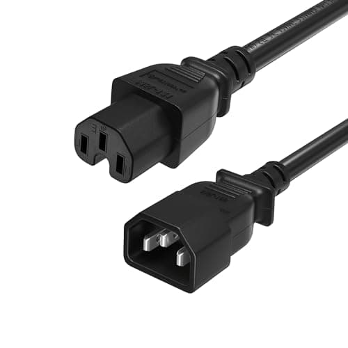 Image of JSADZKJ 3.28FT C14/C15 Power Cord - 10A 250V IEC320 C14 Male to C15 Female Plug Extension Cable for Computer, Electric Kettle