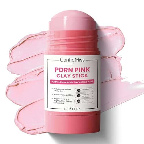 Image of ConfidMiss Pink PDRN Clay Mask Stick with Kaolin Clay, Niacinamide, Tranexamic Acid, Clay Face Mask for Pores, Deep Cleansing Mud Mask to Even Skin Tone, for All Skin Types (Pink)