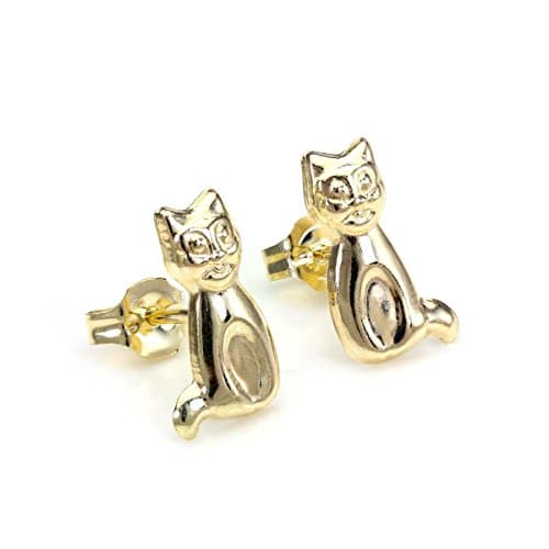 Image of 9ct Gold Sitting Cat Stud Earrings/Cats/Studs/Earring